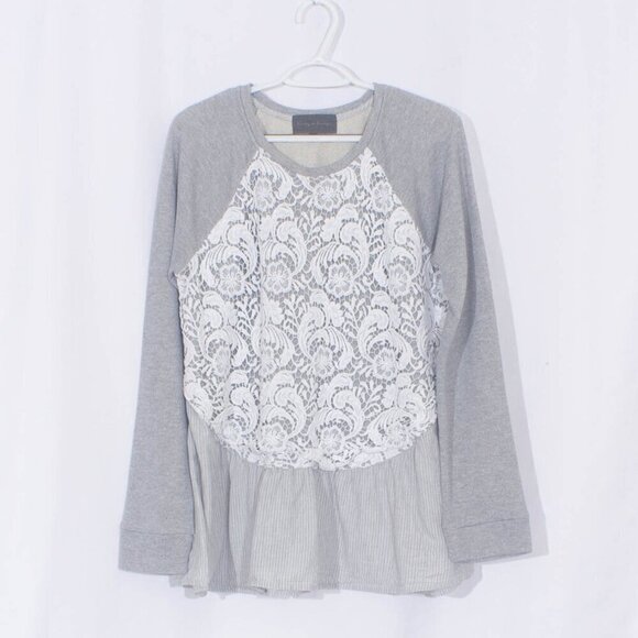 ANTHROPOLOGIE SUNDAY IN BROOKLYN Mixed Media Raglan Sweater Size XL - Picture 5 of 11
